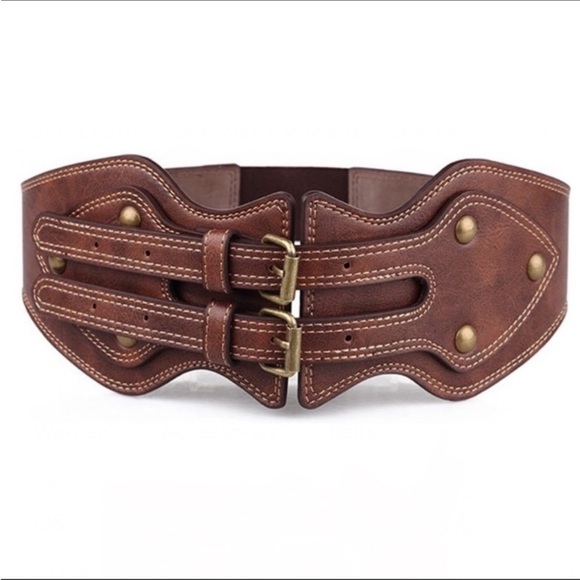Boho Leather Belt Waist Wide for Dresses Tops Sweaters